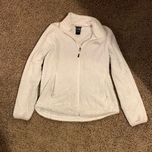 White fluffy The North Face jacket